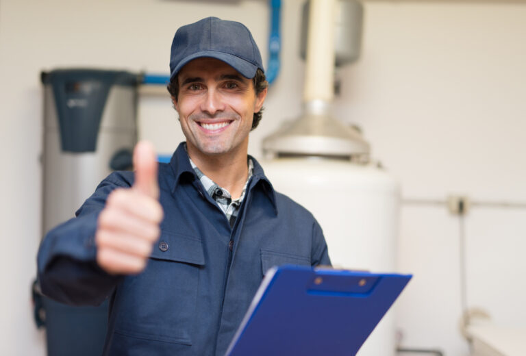 Traditional tank water heater and plumbing connections