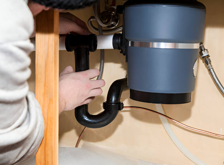 Garbage disposal installation under kitchen sink
