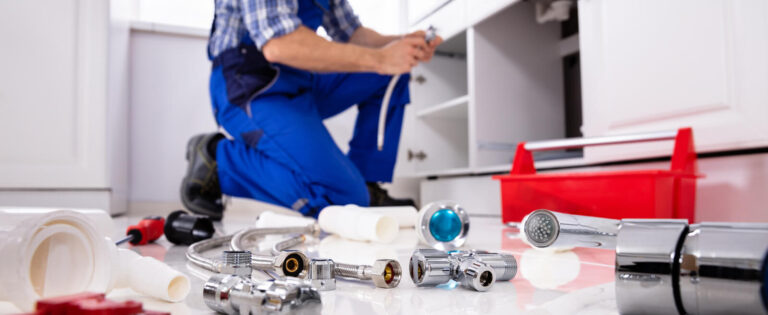 Residential plumbing service inside a home