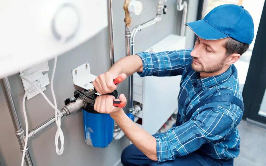 Plumber performing water system maintenance during a regular plumbing checkup to ensure efficient, reliable home water flow.