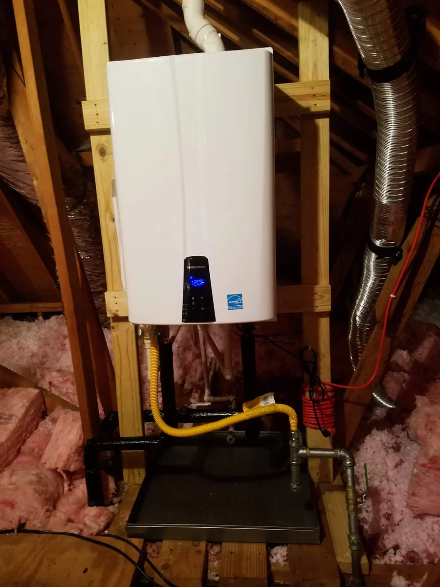 Completed Navien tankless water heater installation by Champion